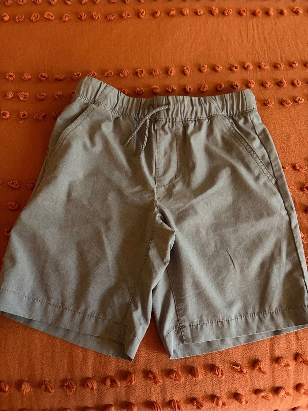Old Navy Boy’s Flat-Front Elastic Drawstring Shorts in Grey
